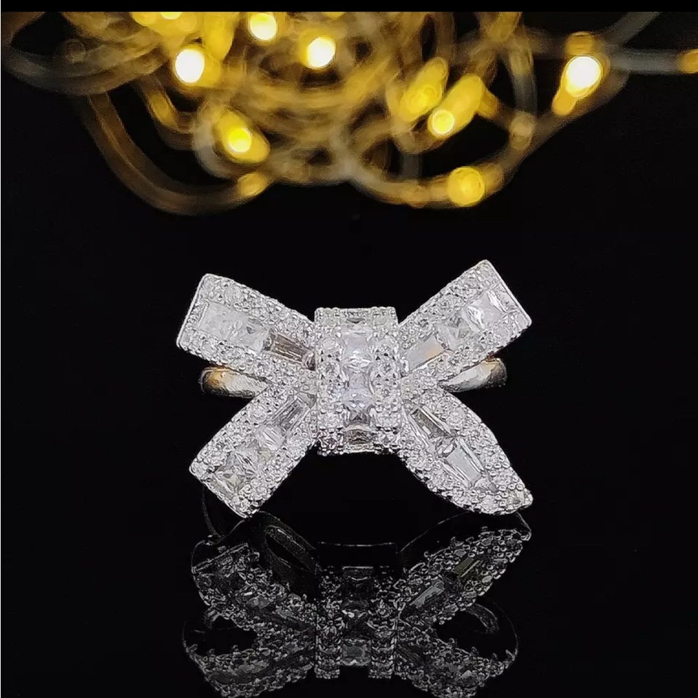 2022 New Fashion Bow silver color cute Fashion Ring For Girl Lovers Love Jewelry